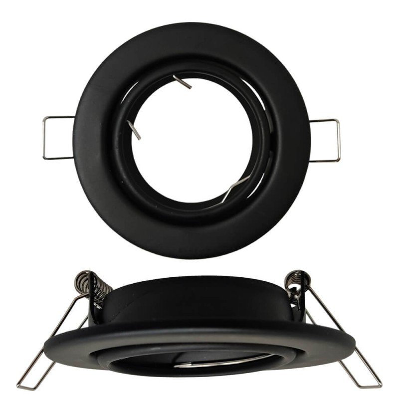 Tiltable Round Black Recessed Downlight GU10 Ring for LED Bulb GU10/MR16