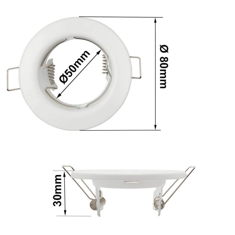 Pack 2 uni - Anneau Encastrable Rond Fixe Blanc pour ampoule LED GU10/MR16