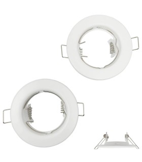 Pack 2 uni - Anello tondo fisso bianco per lampadina LED GU10/MR16