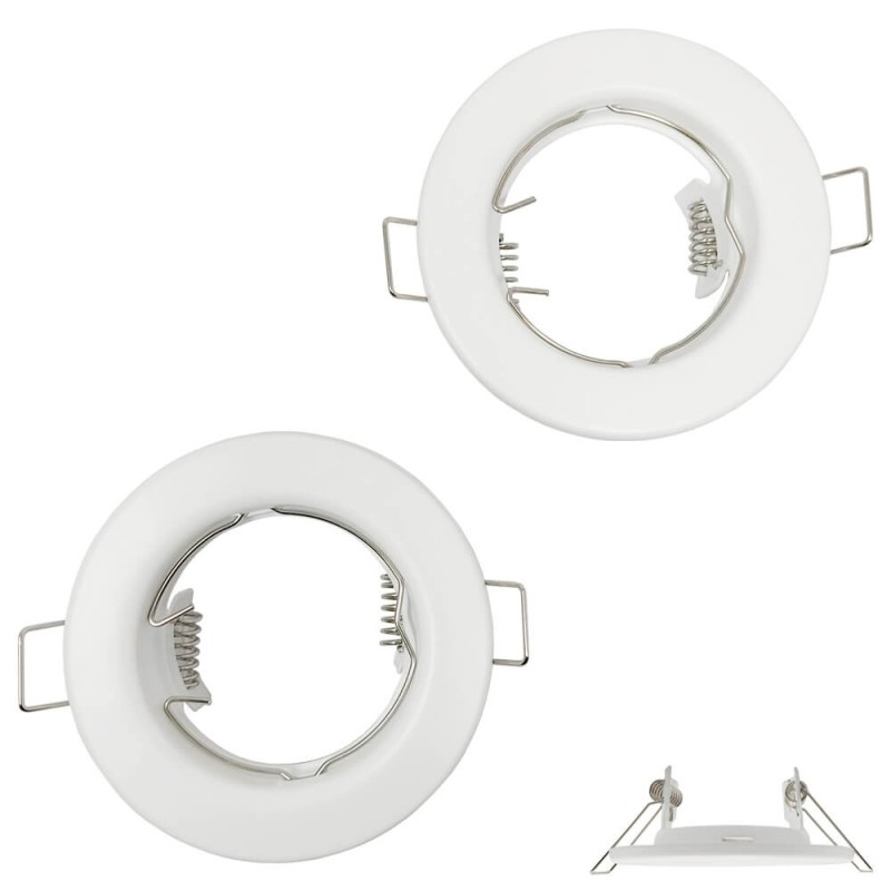 Pack 2 uni - Anello tondo fisso bianco per lampadina LED GU10/MR16
