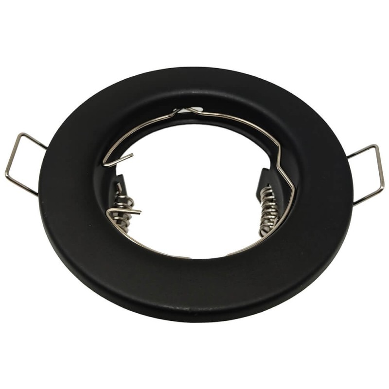 Pack 2 uni - Aro redondo fijo Negro para bombilla LED GU10/MR16