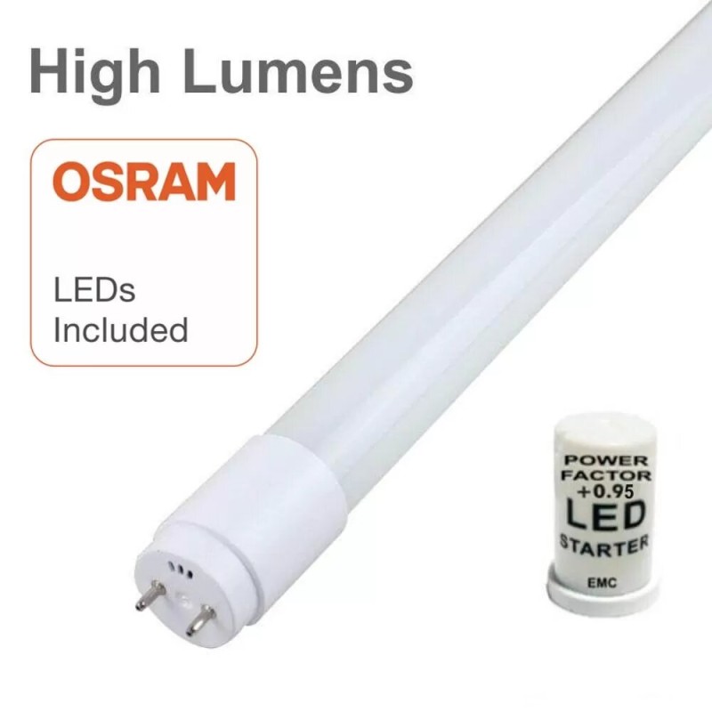 Tubo LED T8 10W 60cm vetro 300º Chip OSRAM 1300Lm