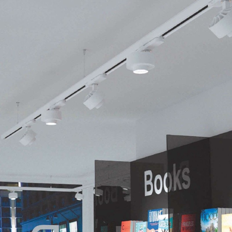 Foco LED carril trifásico 28W óptica 36º-60º Driver VOSSLOH 3080Lm