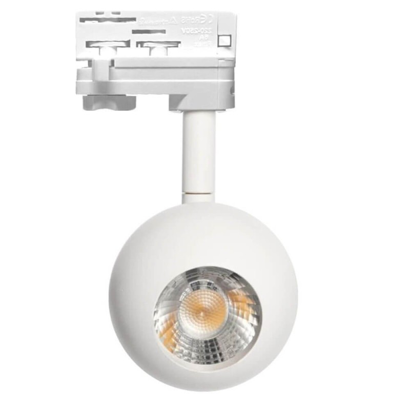 Spot LED rail triphasé 10W puce Bridgelux CRI+93 24º 1000Lm blanc