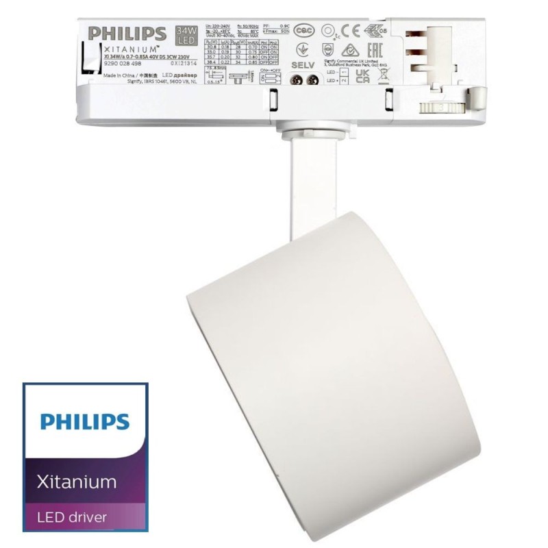 Foco carril trifásico LED 28-34W Driver PHILIPS 3000Lm
