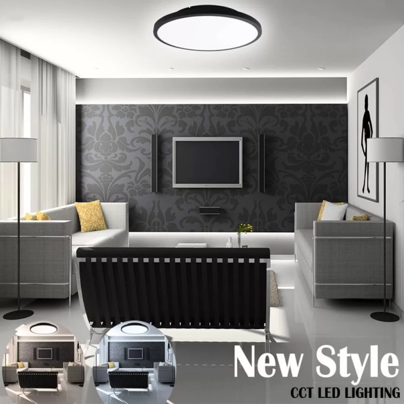 Plafonnier LED 40W noir puce CCT OSRAM 4000Lm