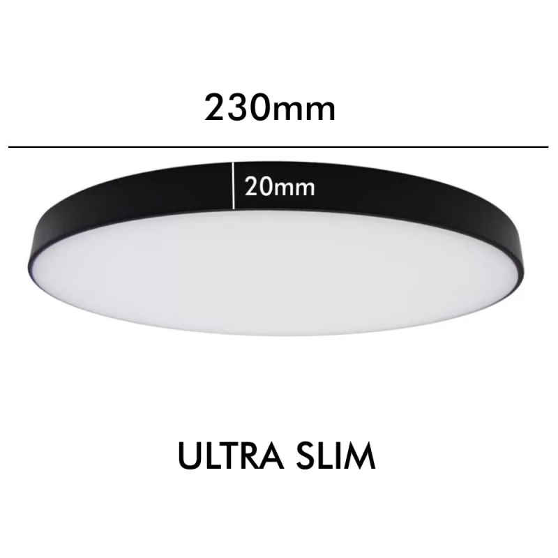 Plafón LED superficie slim 24W Negro chip OSRAM 2640Lm IP44