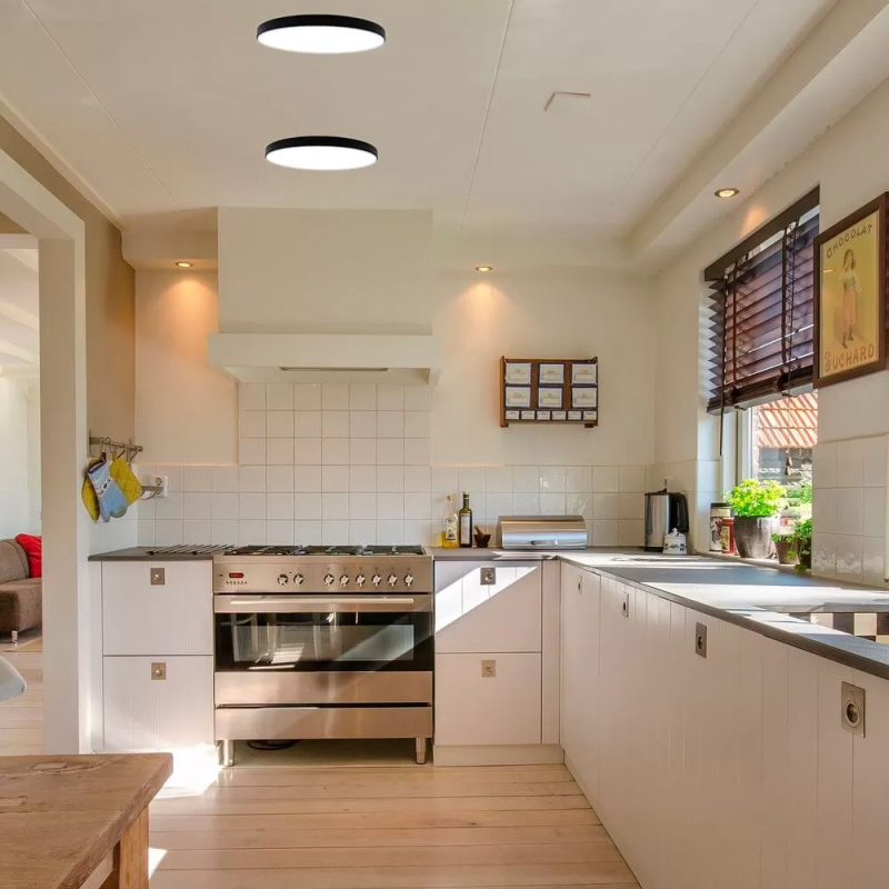 Plafonnier LED surface slim 24W Noir puce OSRAM 2640Lm IP44