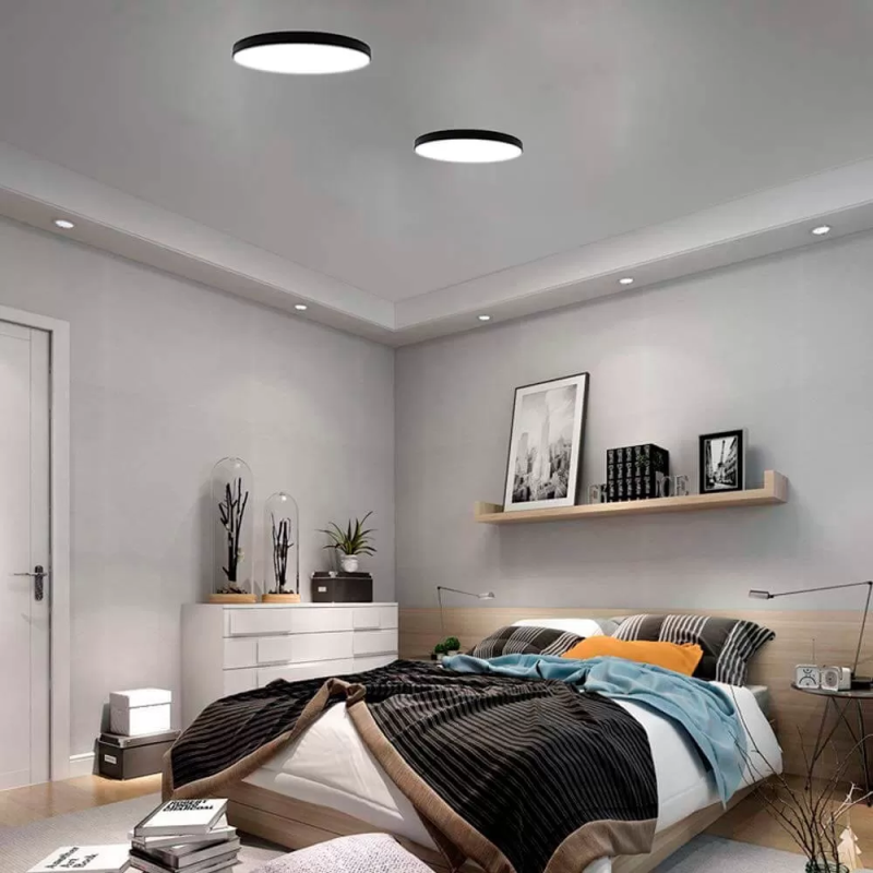 Plafón LED superficie slim 24W Negro chip OSRAM 2640Lm IP44