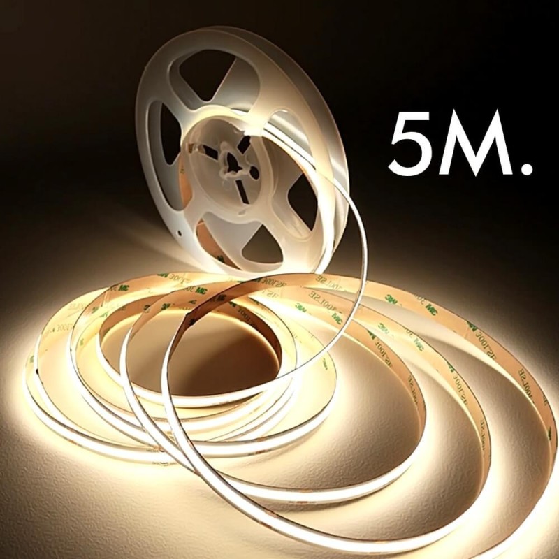 Tira LED COB 24V 12W/m 280LED/m 1320Lm CRI90 IP20 - Rollo 5 metros