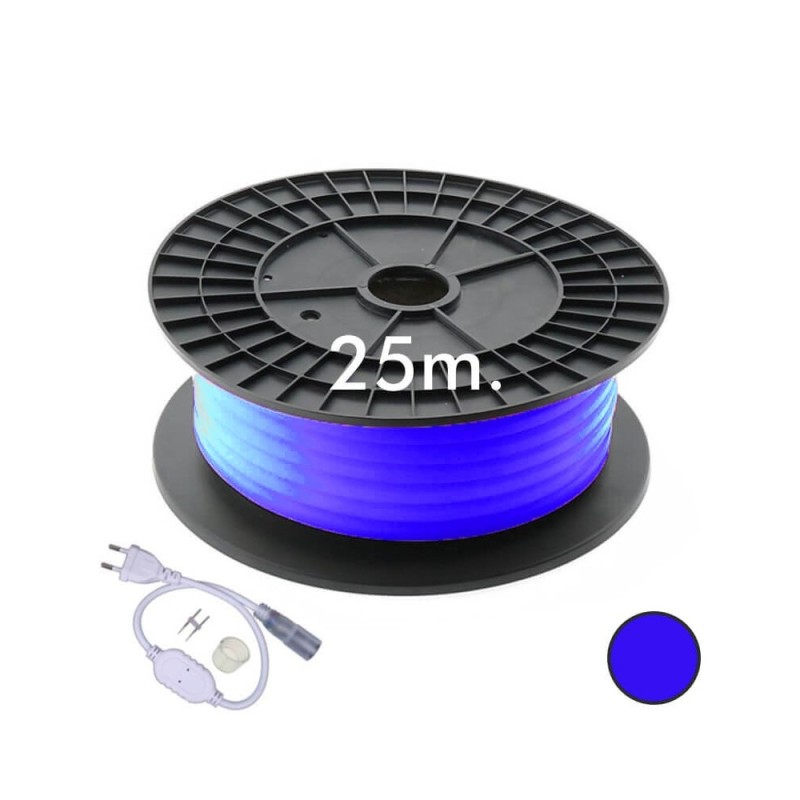 Néon LED circulaire flexible BLEU 230V Ø16mm 220V 9.6W/m - Rouleau 25m