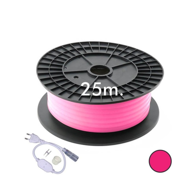 Neon LED circolare flessibile ROSA 230V 16mm 220V 9.6W/m - Rotolo 25m