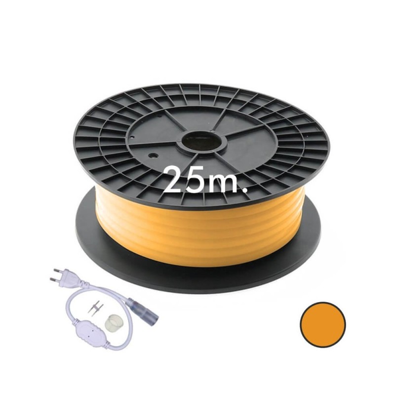 Neón LED circular flexible ÁMBAR 230V 16mm 220V 9,6W/m - Rollo 25m