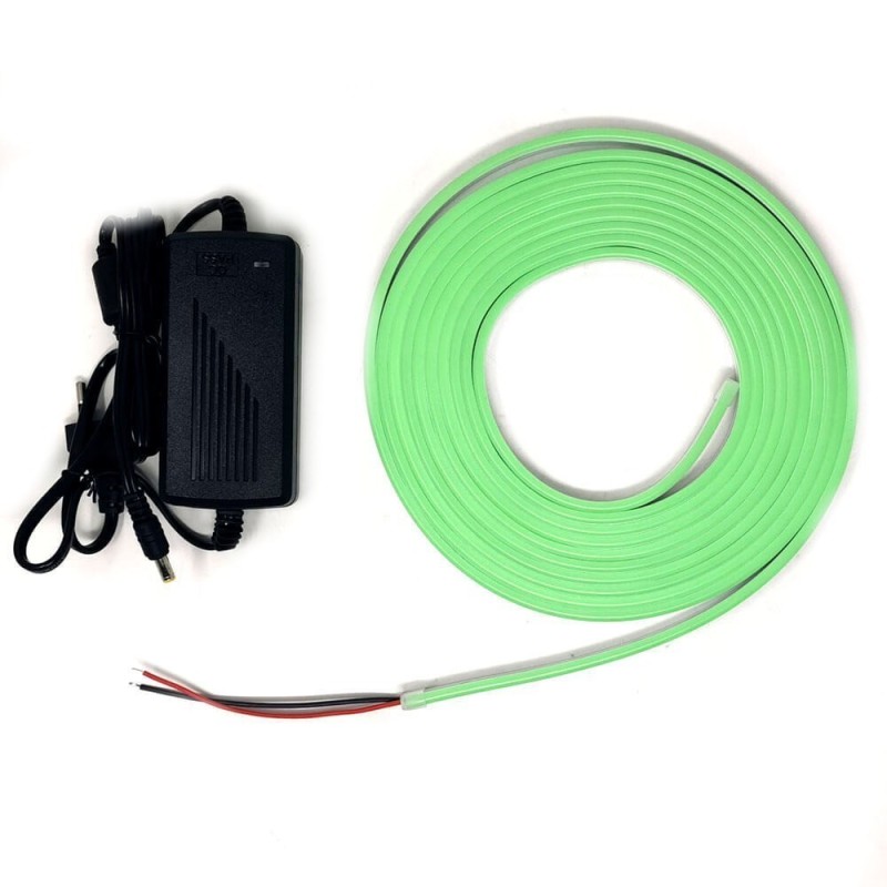 Neón LED flexible VERDE 12V 8W/m 6mm - Rollo 5 metros