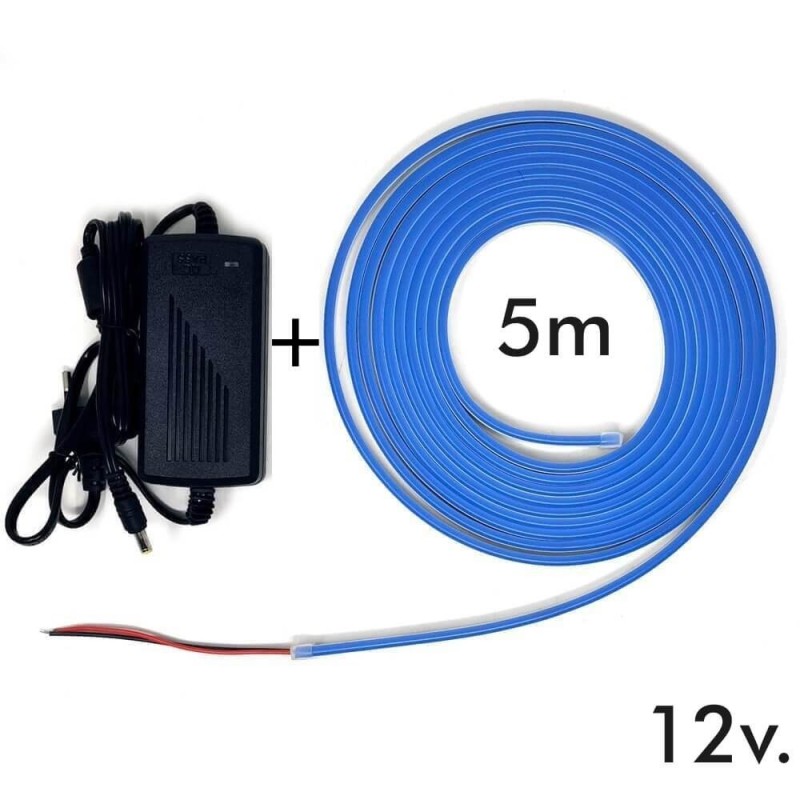 Neón LED flexible AZUL 12V 8W/m 6mm - Rollo 5 metros