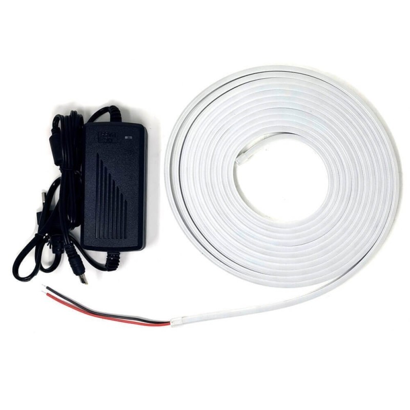 Neon LED flessibile BIANCO 12V 8W/m 6mm - Rotolo 5 metri