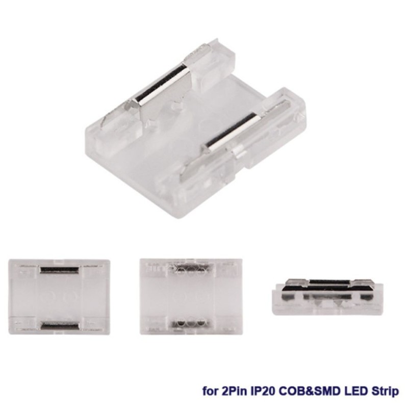 Conector transparente para unión de Tiras LED COB / SMD IP20