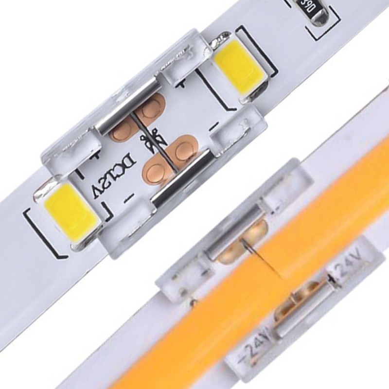 Conector transparente para unión de Tiras LED COB / SMD 10mm IP20