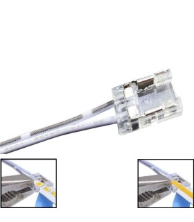 Conector transparente con cable para tiras LED COB / SMD 10mm IP20