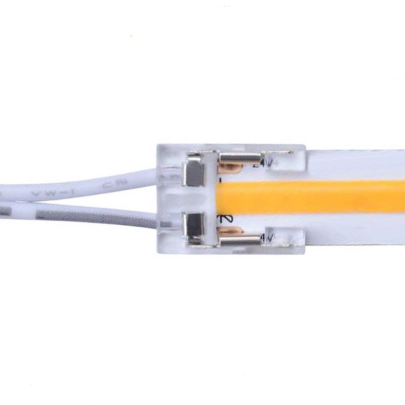 Connecteur transparent avec câble pour ruban LED COB / SMD 10mm IP20