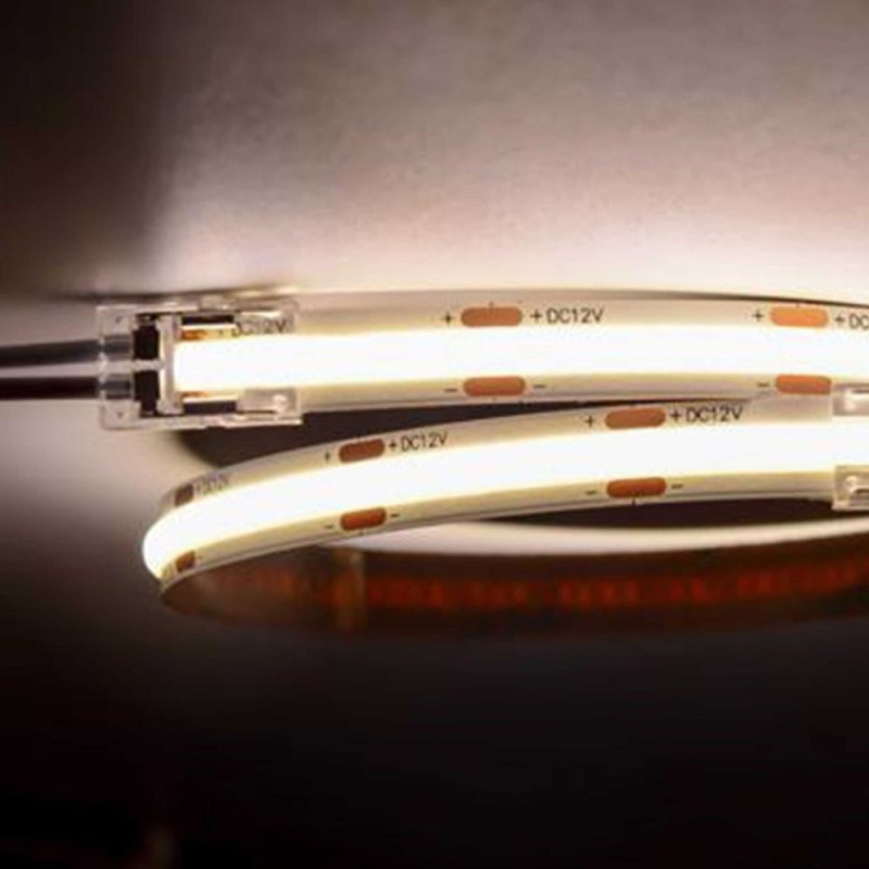 Connecteur transparent avec câble pour ruban LED COB / SMD 10mm IP20