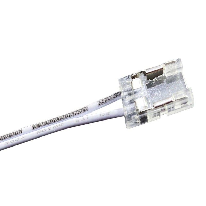Conector transparente con cable para tiras LED COB / SMD 10mm IP20