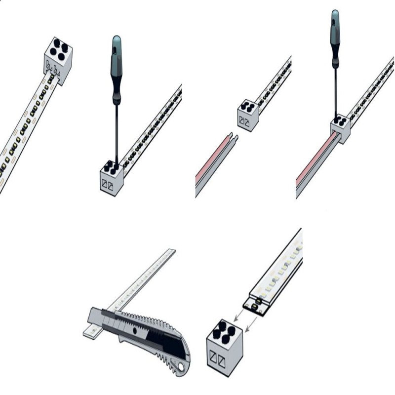 Connettore avvitabile per strisce LED SMD IP20 da 10mm