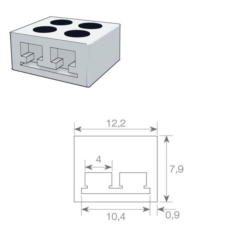 Conector atornillable para tiras LED SMD 10mm IP20
