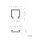 Perfil mini PC para tiras LED 13x13mm - 2 metros