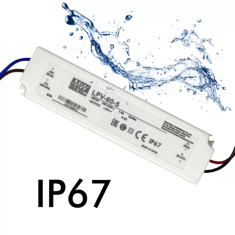 Fuente de alimentación profesional MEANWELL 5V 40W 8A IP67