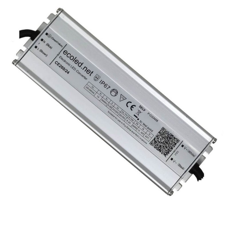 Alimentation étanche professionnelle ECOLED 24V-DC 200W 8.3A IP67