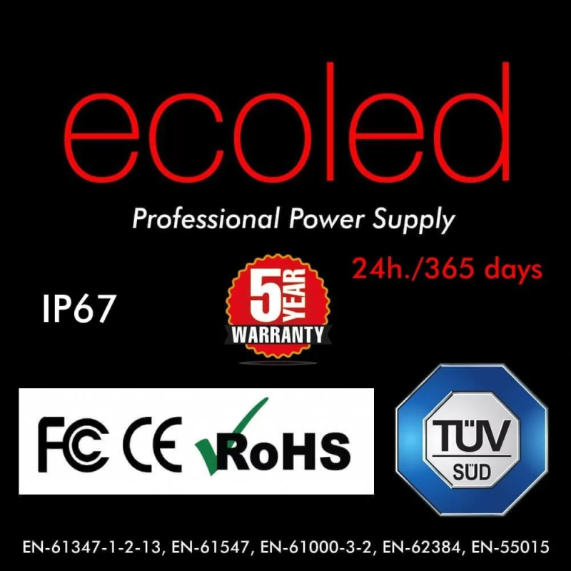 Fuente de alimentación estanca profesional ECOLED 24V-DC 200W 8.3A IP67