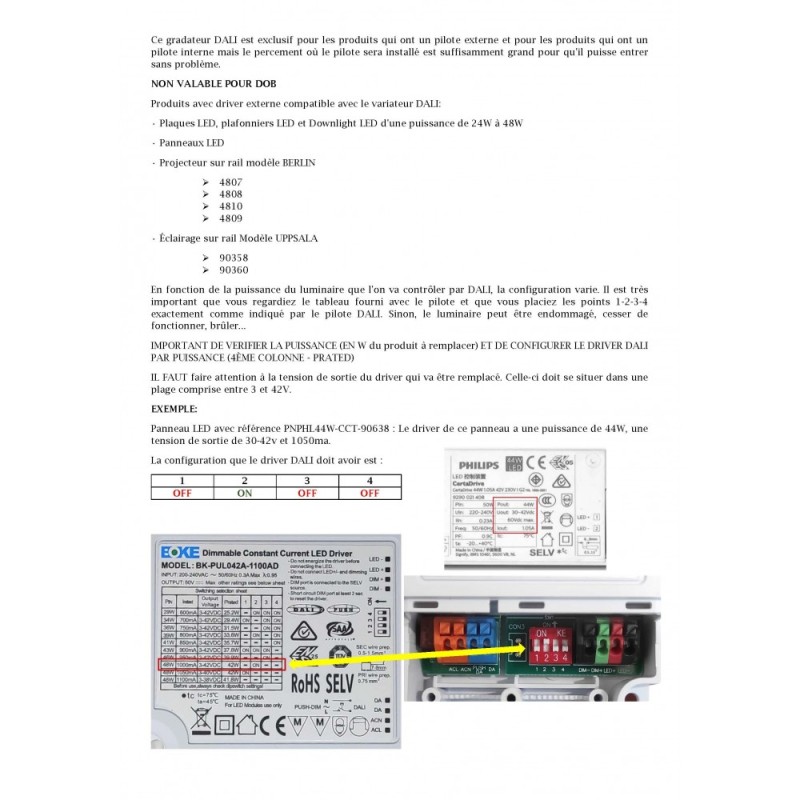 Driver dimmerabile DALI 42W 3V-42V 600mA-1100mA IP20