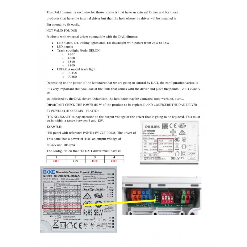 Driver dimmerabile DALI 42W 3V-42V 600mA-1100mA IP20