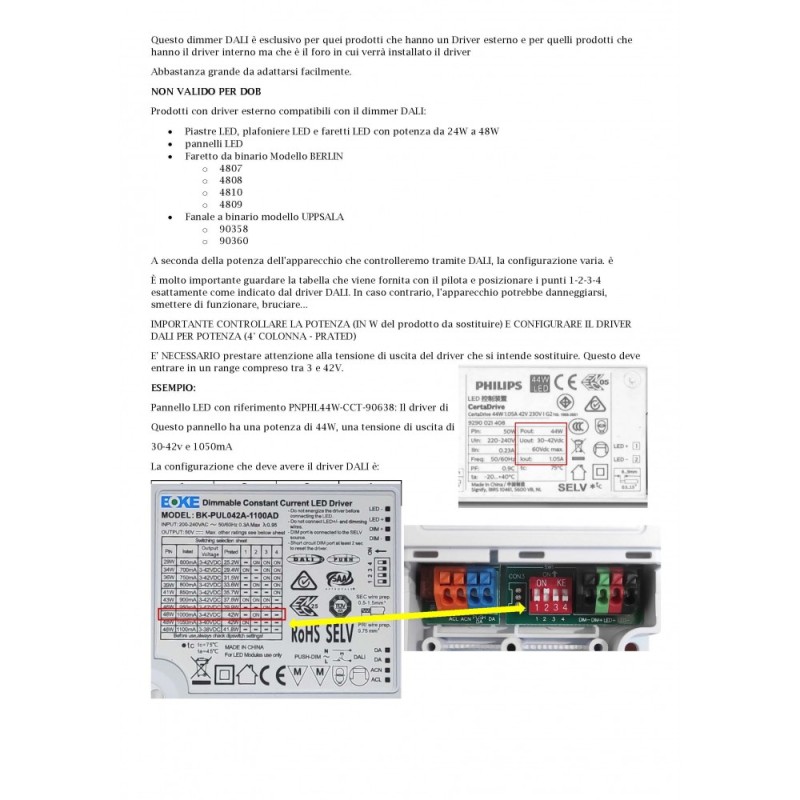 Driver dimmerabile DALI 42W 3V-42V 600mA-1100mA IP20