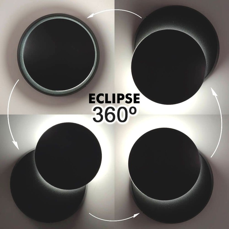Applique murale LED ECLIPSE 6W Noir IP54