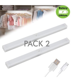 Pack 2 uni - Lampe d'armoire LED magnétique rechargeable avec détecteur de mouvement