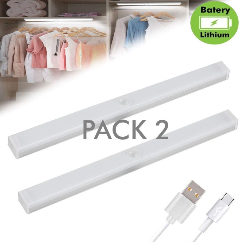 Pack 2 uni - Luz armario LED magnética recargable con sensor de movimiento