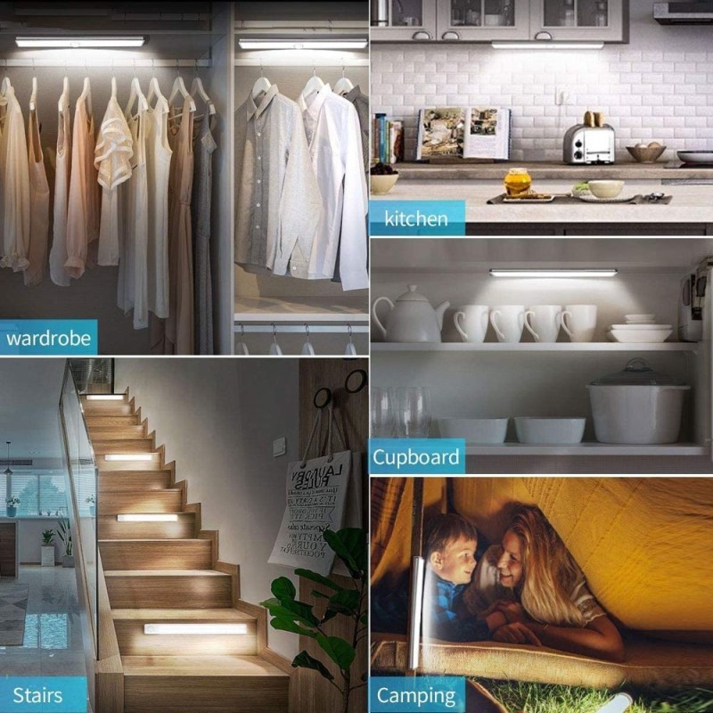 Pack 2 uni - Lampe d'armoire LED magnétique rechargeable avec détecteur de mouvement