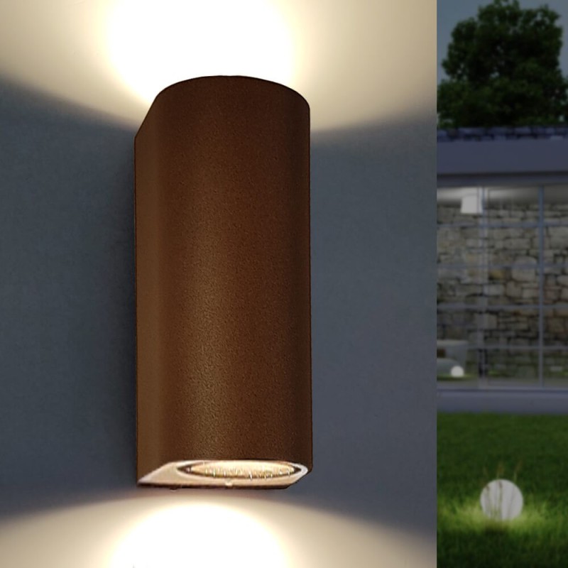 TURIN 2xGU10 IP54 Rust Red Wall Lamp