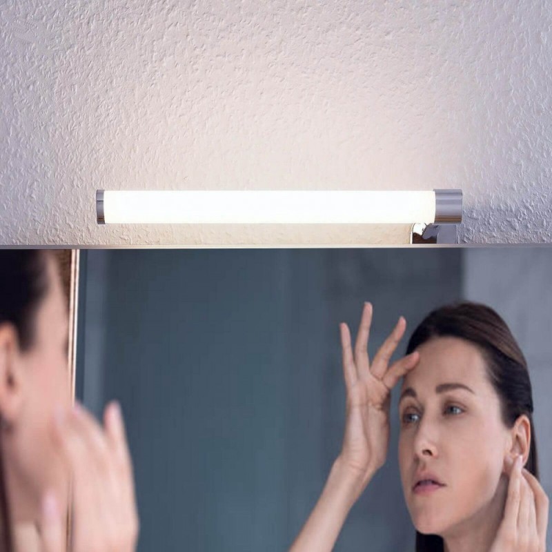 Applique murale LED tubulaire chromée 6W pour miroirs et armoires IP44