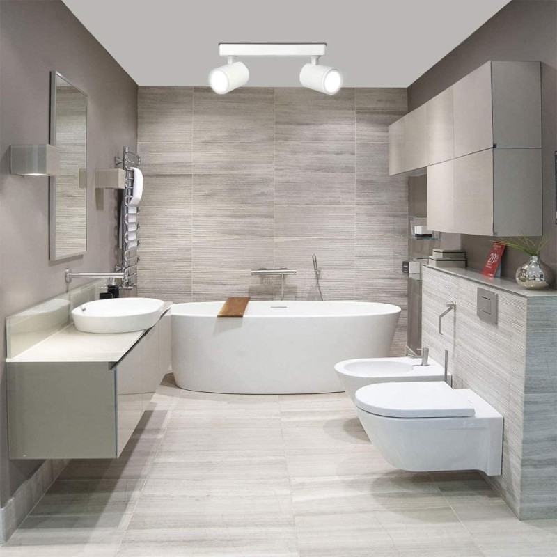 Plafonnier blanc pour 2 spots GU10