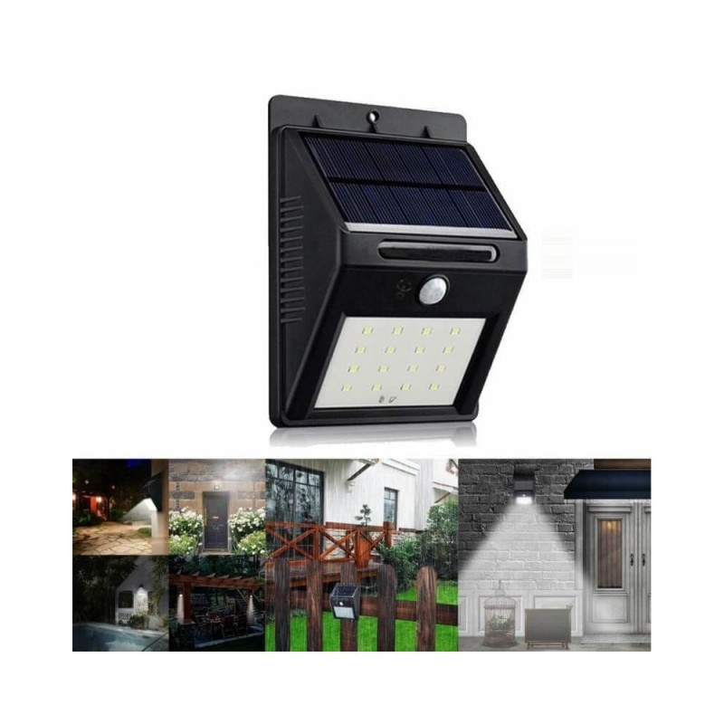 Applique LED solare 4W sensore di presenza PIR 300Lm