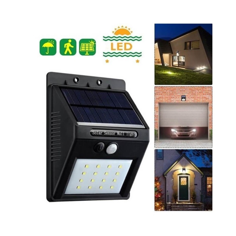 Applique murale LED solaire 4W avec capteur PIR 300Lm