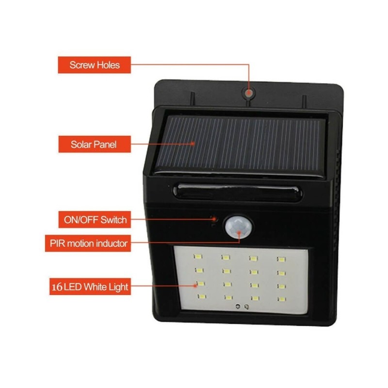 3W Solar LED Wall Light IP65 300Lm with PIR sensor