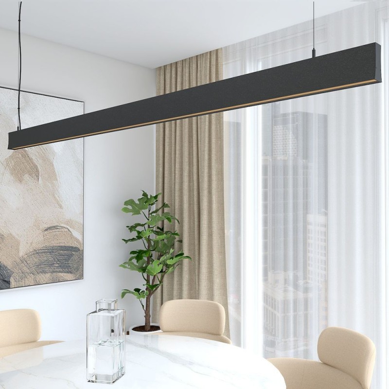 LOLA Black Pendant LED Linear Light 100cm