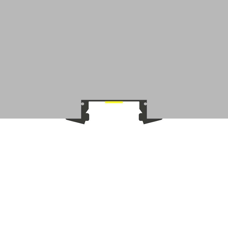 Profilé en aluminium encastré 25x7 noir/blanc pour bande LED - 2 mètres