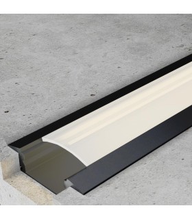 Perfil de aluminio empotrable 25x7 negro para tira LED - 2 metros