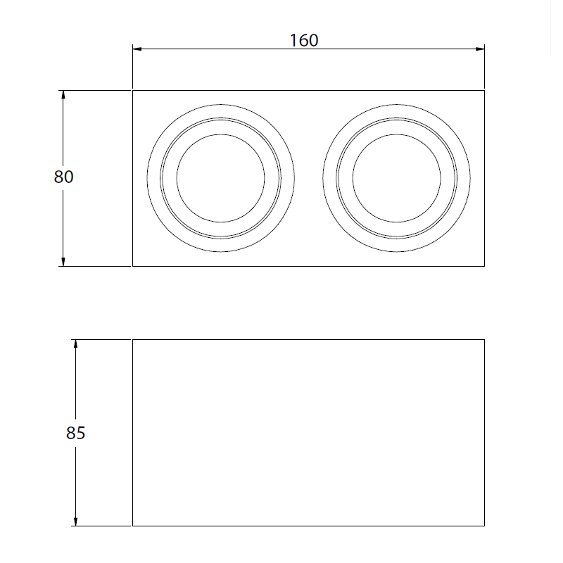 Plafoniera AVEIRO DUO quadrata nera