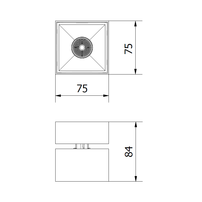 Aplique LED BIANCO 8W cuadrado negro